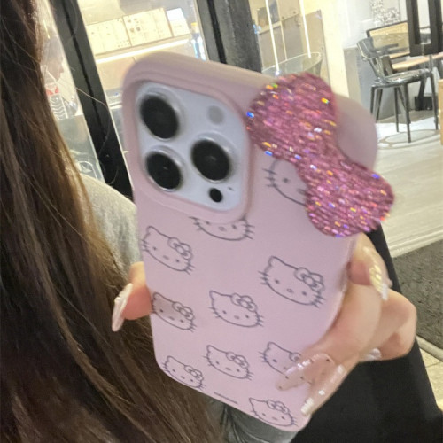 卡通可愛蝴蝶結KT貓適用iPhone15promax蘋果14手機殼13新款12全包 卡通可愛蝴蝶結KT貓適用iPhone15promax蘋果14手機殼13新款12全包