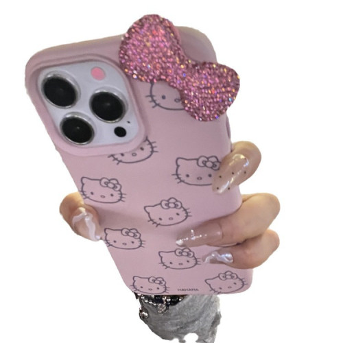 卡通可愛蝴蝶結KT貓適用iPhone15promax蘋果14手機殼13新款12全包 卡通可愛蝴蝶結KT貓適用iPhone15promax蘋果14手機殼13新款12全包