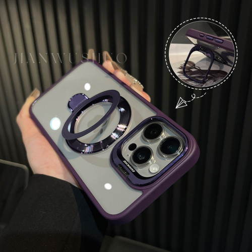 適用蘋果16promax手機殼15簡約透明雙支架iPhone17防摔磁吸保護套 適用蘋果16promax手機殼15簡約透明雙支架iPhone17防摔磁吸保護套