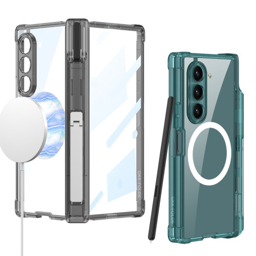 適用三星zfold6手機殼氣囊磁吸無線充個性筆筒硬殼全包支架折曡殼
