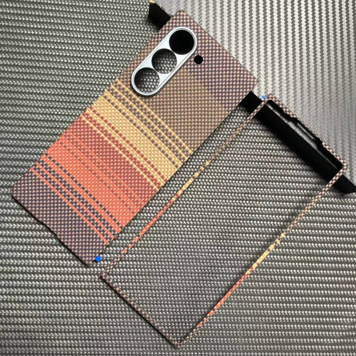 日落黃昏適用於三星zfold6凱夫拉芳綸纖維材質浮織工藝手機殼磁吸