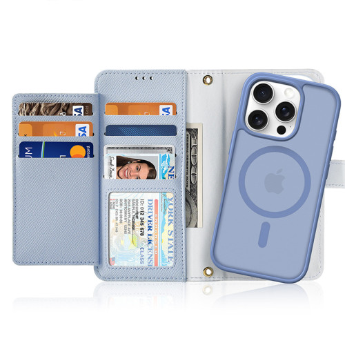 適用iPhone17pro真皮手機殼插卡磁吸蘋果16/15斜後背包皮套case