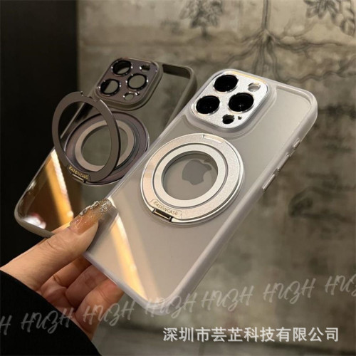 360°旋轉磁吸支架適用蘋果15promax手機殼新款iPhone16高透14/13