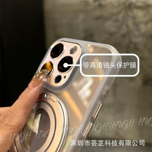 360°旋轉磁吸支架適用蘋果15promax手機殼新款iPhone16高透14/13