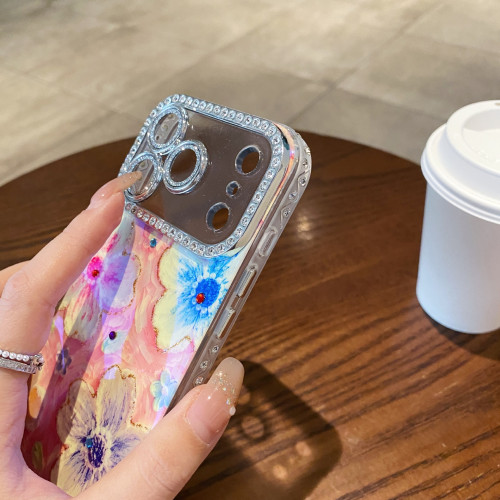 新款藍光滴膠水鑽適用iPhone17手機殼花蕊漸變油畫花蘋果16保護套 新款藍光滴膠水鑽適用iPhone17手機殼花蕊漸變油畫花蘋果16保護套