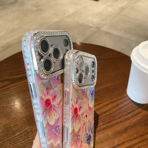 新款藍光滴膠水鑽適用iPhone17手機殼花蕊漸變油畫花蘋果16保護套 新款藍光滴膠水鑽適用iPhone17手機殼花蕊漸變油畫花蘋果16保護套