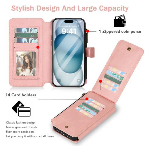 iPhone16Pro多功能錢包皮套 IP15手機殼可分離磁吸保護套