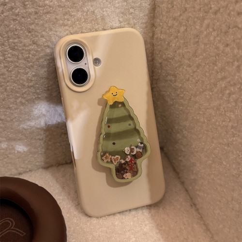 ins聖誕樹搖搖樂支架iphone16手機殼蘋果14可愛15pro max適用13軟