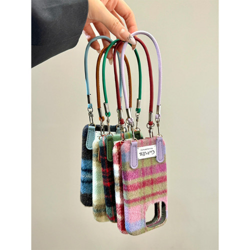 古衆好ins秋冬絨布撞色格紋適用蘋果16promax手機殼iPhone15新款1 古衆好ins秋冬絨布撞色格紋適用蘋果16promax手機殼iPhone15新款1