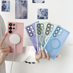 適用三星S25ultra雅盾磨砂膚感磁吸手機殼S24plus帶鏡頭膜保護套