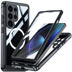 適用Samsung S25三防手機殼9H玻璃360全包防摔減震防刮花磁吸充電