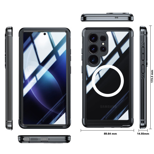 適用Samsung S25三防手機殼9H玻璃360全包防摔減震防刮花磁吸充電