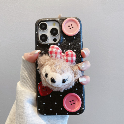 秋冬天毛絨菲熊紐釦掛繩蘋果16promax防摔全包17AIR皮紋手機殼 秋冬天毛絨菲熊紐釦掛繩蘋果16promax防摔全包17AIR皮紋手機殼