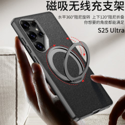 適用三星S25ultra手機殼磁吸無線充S24u旋轉指環圈支架保護套s23u