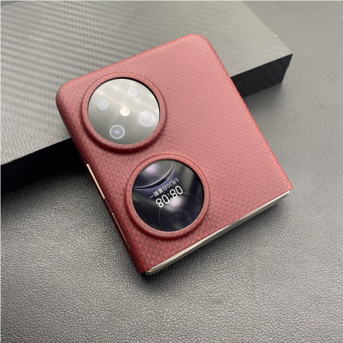 適用華爲pocket2凱夫拉手機殼上下折曡硬邊芳綸纖維手機保護套
