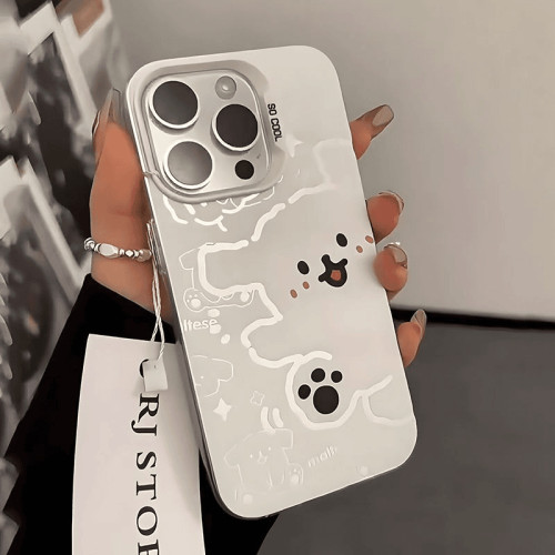 素描線條小狗適用蘋果16PROMAX手機殼iPhone15簡約13可愛14硬殼12