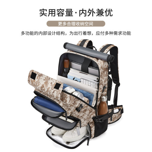 新款男士雙肩包戶外防水迷彩運動後背包露營行李包大容量旅行登山包