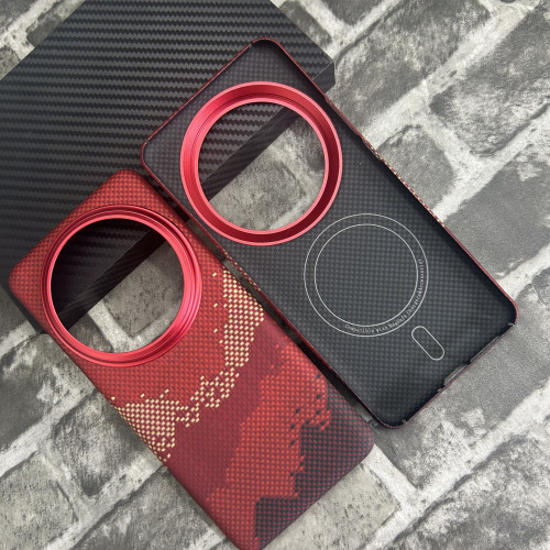 適用小米15ultra凱夫拉手機殼磁吸Xiaomi 15 Ultra芳綸纖維保護套