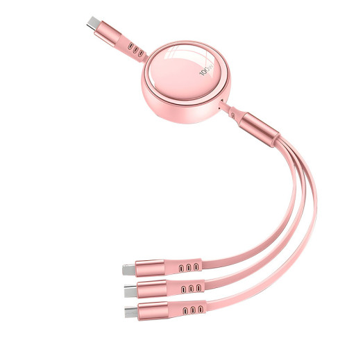 車用三合一伸縮數據線適用蘋果華爲安卓手機充電器線一拖三數據線 車用三合一伸縮數據線適用蘋果華爲安卓手機充電器線一拖三數據線