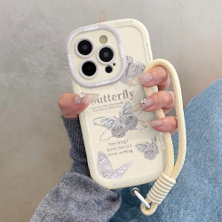 高級感蝴蝶適用蘋果16promax手機殼iphone15pro帶掛繩14女款13原