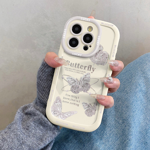 高級感蝴蝶適用蘋果16promax手機殼iphone15pro帶掛繩14女款13原