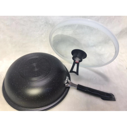 麥飯石真空不沾鍋微壓炒鍋複底炒勺禮品套裝鍋會銷熱品