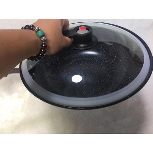 麥飯石真空不沾鍋微壓炒鍋複底炒勺禮品套裝鍋會銷熱品