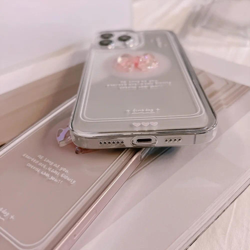 3D粉蝴蝶結適用iPhone16ProMax手機殼蘋果14Plus透明15Pro仙女17