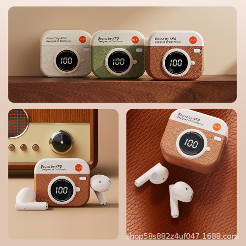 新款Q86復古相機無線藍牙耳機降噪入耳式長續航迷你小巧