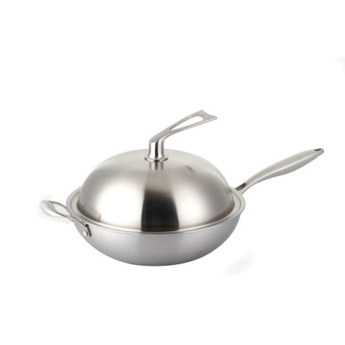 304不鏽鋼炒鍋 無油煙 平底鍋 不沾鍋 電磁爐通用鍋具