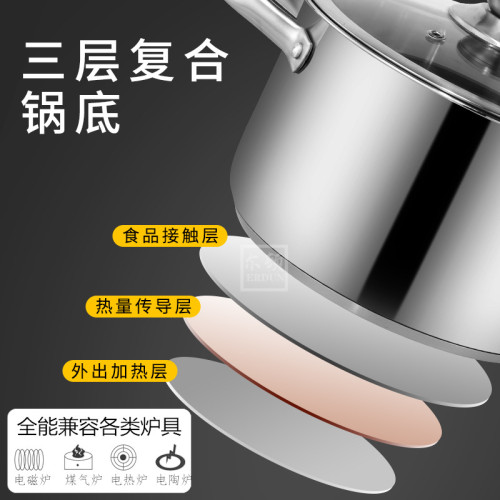 304食品級雙耳湯鍋不鏽鋼家用加高加厚帶蒸籠湯鍋電磁瓦斯爐通用
