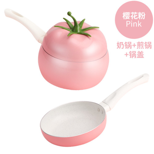 一品廚創意西紅柿奶鍋 不沾韓式泡麵鍋 電磁爐通用鋁製複底小奶鍋