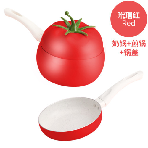 一品廚創意西紅柿奶鍋 不沾韓式泡麵鍋 電磁爐通用鋁製複底小奶鍋