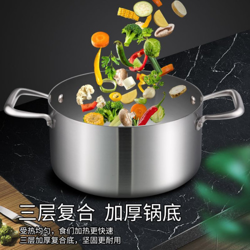 新款不鏽鋼湯鍋電磁爐瓦斯適用多功能油炸煲湯電煮鍋砂鍋燉煮精選