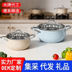 德國菲仕朗316L不鏽鋼湯鍋家用電磁爐通用雙耳鍋無塗層加厚燉湯鍋