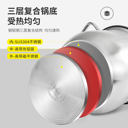 不鏽鋼304加高湯鍋鼓形湯鍋燉鍋加厚煮粥煲瓦斯電磁爐通禮盒裝