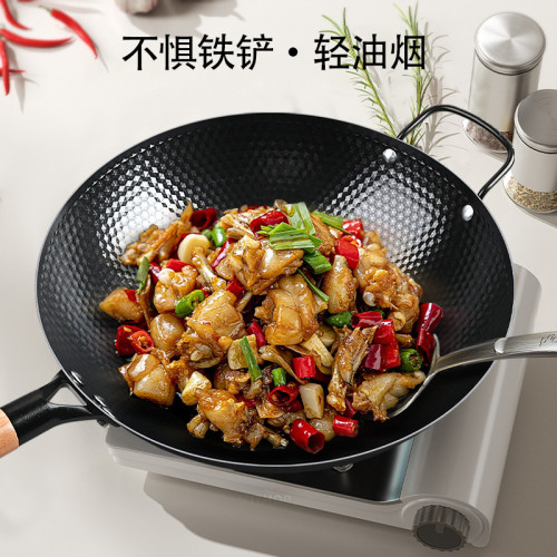 炒鍋傳統老式鐵鍋不沾鍋家用無塗層炒菜鍋氮化鐵鍋加厚手工鍋