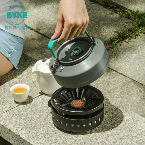 百科可攜式旅行茶具爐子燒水壺套裝防風爐具瓦斯爐野餐煮茶用品裝備
