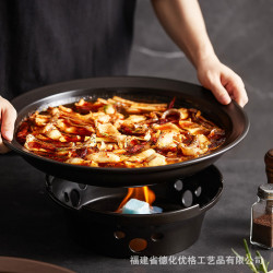 日式陶瓷乾鍋套裝酒店餐廳餐具耐高溫砂鍋固體酒精小火鍋酒店商用