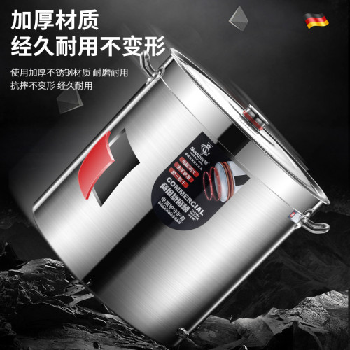 歐頓不鏽鋼加厚複底桶湯桶帶蓋多用鹵桶加深油桶儲物桶電磁爐瓦斯