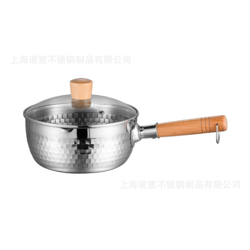 不鏽鋼雪平鍋不沾鍋日式木柄多用湯鍋奶鍋加厚泡麵鍋家用輔食鍋
