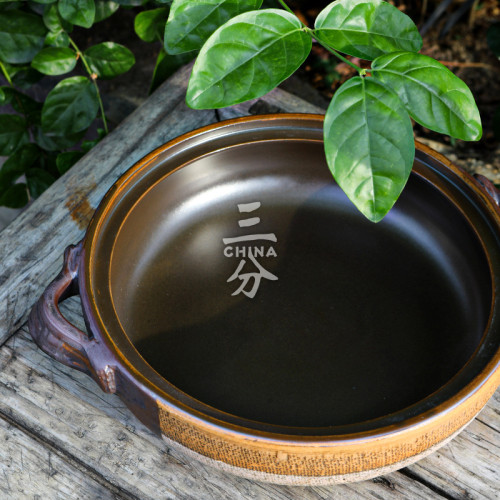 三分燒高溫陶瓷砂鍋家用復古瓦斯淺鍋雙耳日式燜鍋煲仔飯