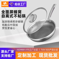 新款304不鏽鋼煎鍋平底鍋牛排鍋家用多功能炒鍋炒菜鍋不沾鍋通用