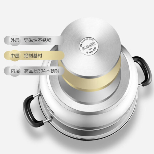 蘇泊爾(SUPOR)蒸鍋 真味鮮不鏽鋼雙層複底鍋28cm爐灶通用EZ28BS05