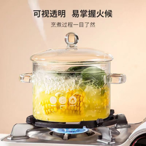 高硼矽玻璃燉鍋燉湯家用透明煮鍋瓦斯明火耐高溫小瓦罐迷你湯鍋碗