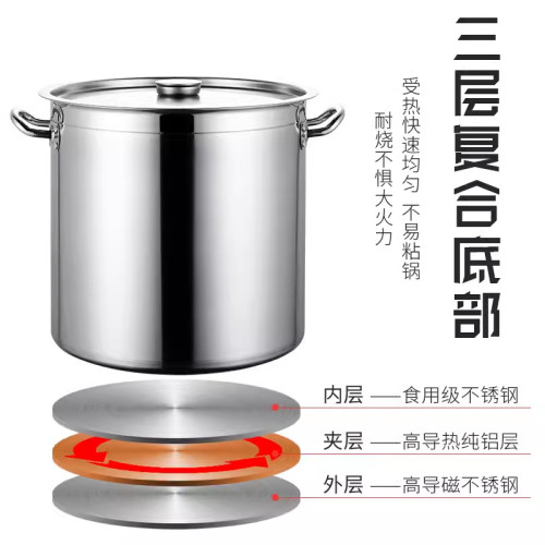 弘毅複底湯鍋3厘厚加厚湯桶精品不鏽鋼 粥桶 水桶油桶儲物桶