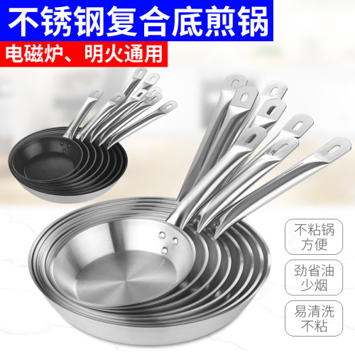複合底煎鍋不鏽鋼商用西式平底不沾煎蛋烙餅牛排電磁爐瓦斯適用