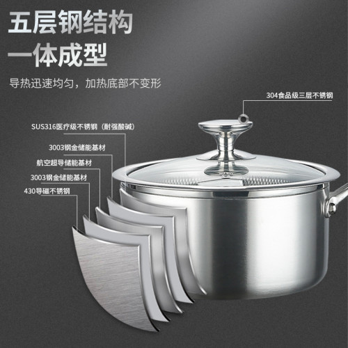 316不鏽鋼小奶鍋 蒸鍋嬰兒輔食鍋煮麵鍋牛奶雪平鍋蒸煮一體不沾鍋