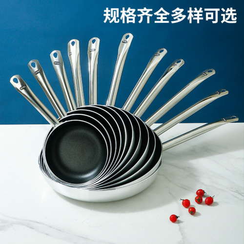 商用平底煎盤牛排煎鍋煎餅鍋平底鍋煎蛋不沾鍋鋼柄複底電磁爐適用