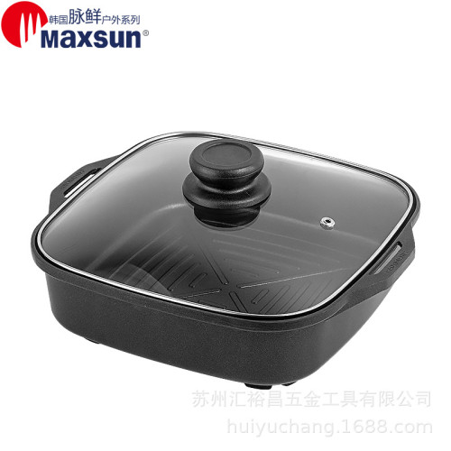 脈鮮(MAXSUN)多用途煎烤鍋MG-270C帶蓋27cm家用不沾鍋燒烤料理鍋
